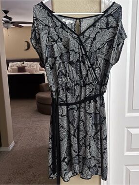 Maurices Black and Gray Paisley Wrap-Style Midi Dress